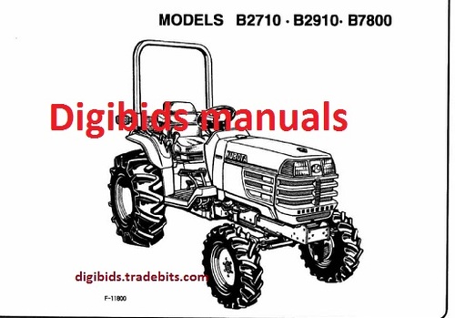 Product picture Kubota B2710 B2910 B7800 Tractor Operator Manual
